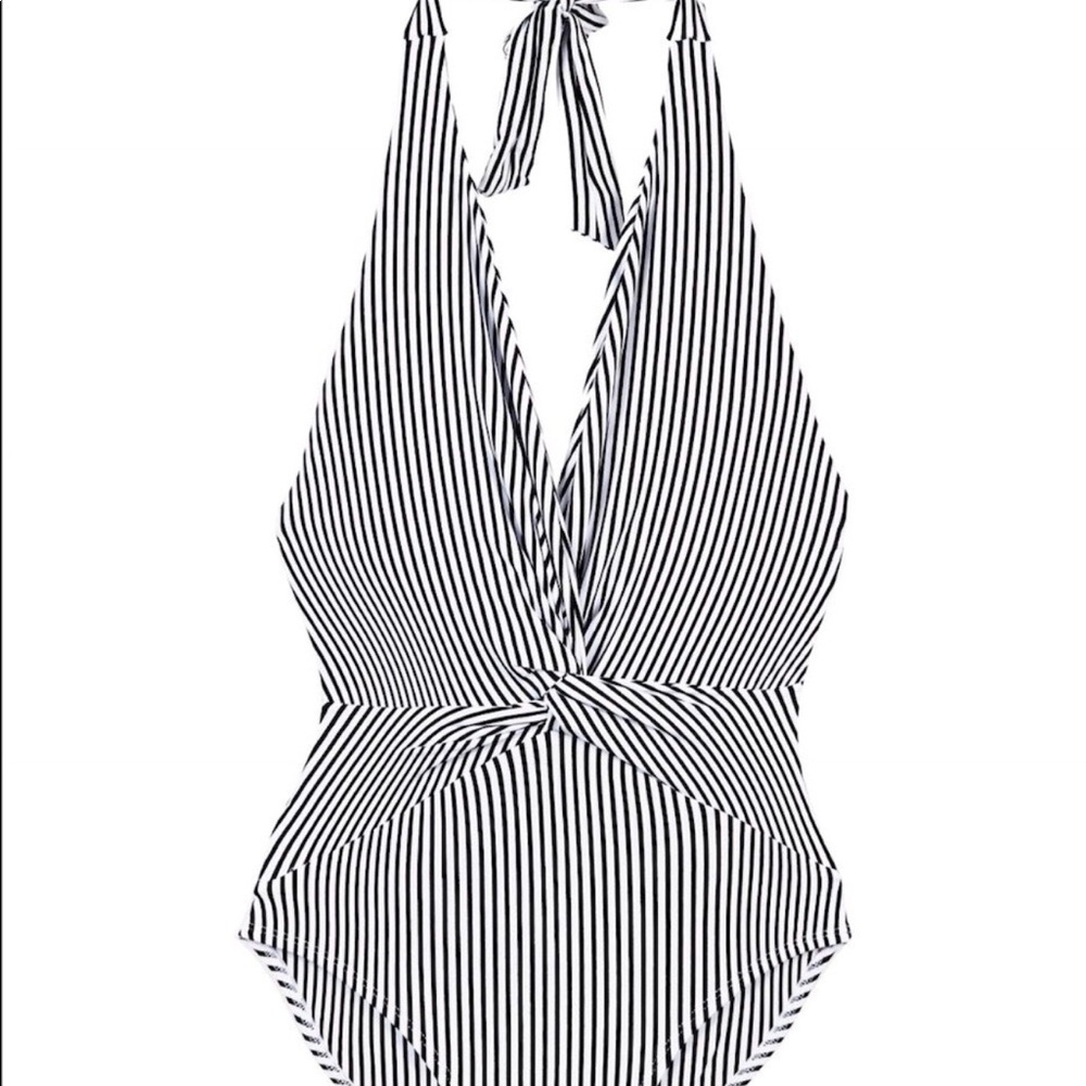 So De Mel‎ Carlotta swim pin strip swimsuit(red) - EUC